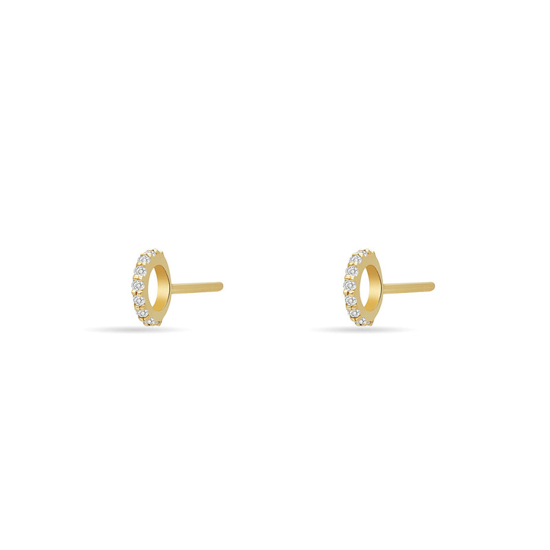 diamond earring. These 14K gold diamond earring studs with handset diamond pave, exude glamour yet simplicity.