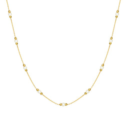This handmade 14 karat gold pearl necklace is an essential classic for every day. Each pearl is encased by diamond cut golden balls that reflect the light and add an extra sparkle to your neck. 