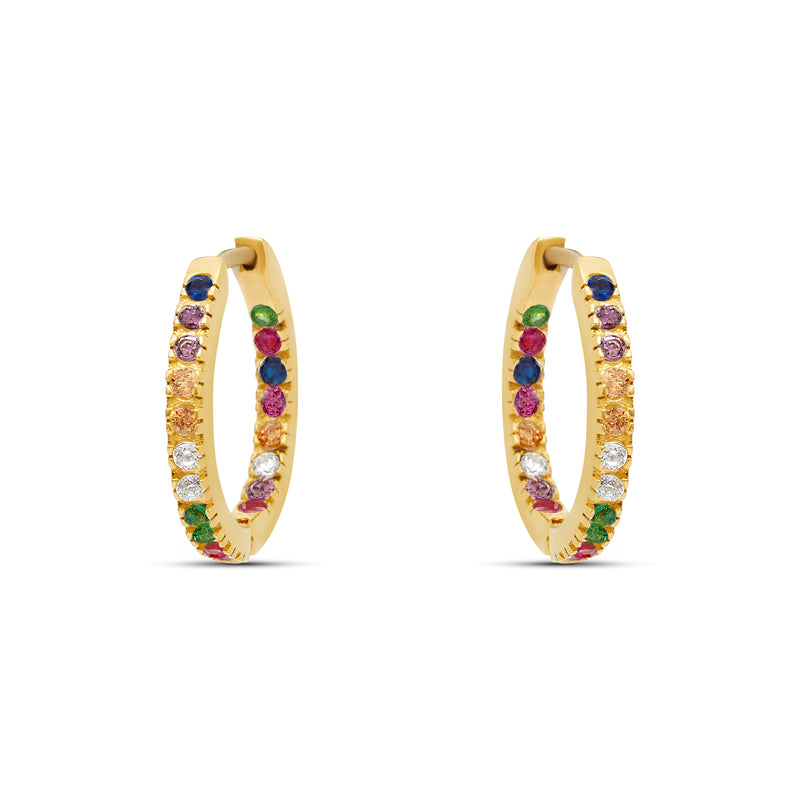 Rainbow Hoop Earrings - 18 karat gold vermeil on sterling silver, zirconia stones