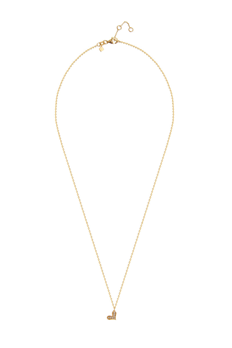 Diamond Heart Necklace - 14 karat gold diamond necklace, diamonds 0.05ct