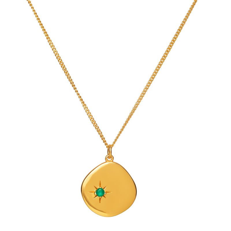 May Birthstone Necklace - 18 karat gold vermeil on sterling silver, green onyx