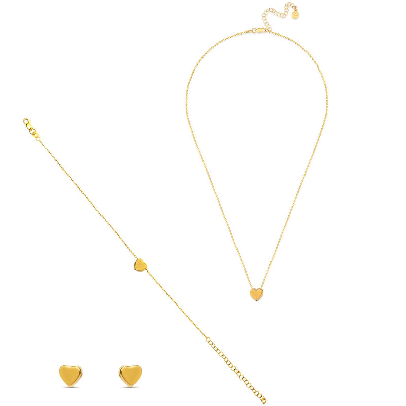 Heart Jewellery set - 18 Karat Gold Vermeil 