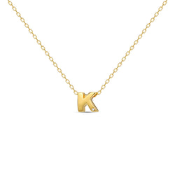 A 18 karat gold vermeil necklace with your initial letter "K". This diamond letter necklace is a special jewelry necklace that can be worn day and night. A genuine diamond stone in the corner of the letter makes this gold diamond necklace a luxury and ideal gift for yourself, your best friend or loved one. 