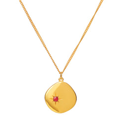 July Birthstone Necklace - 18 karat gold vermeil on sterling silver, ruby