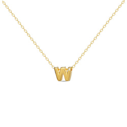A 18 karat gold vermeil necklace with your initial letter "W". This diamond letter necklace is a special gold necklace that can be worn day and night. A genuine diamond stone in the corner of the letter makes this gold diamond necklace a luxury and ideal gift for yourself, your best friend or loved one. 
