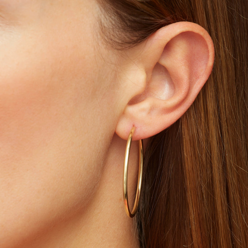 Cactus Emerald Hoops - 14 karat gold hoop earring, emerald gemstone 0.3ct